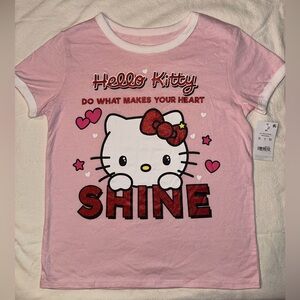 Kids Hello Kitty by Sanrio Cute Pink XL Ringer Tee T-Shirt — NWT Hybrid Apparel
